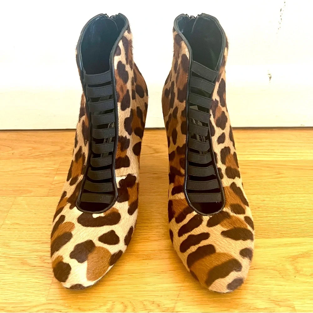 BRIAN ATWOOD Leopard Print Pony Hair Ankle Boots Booties - 36.5 / 6.5